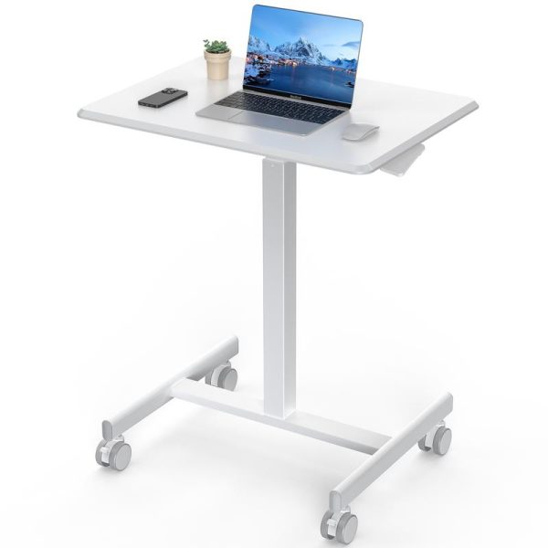 Adjustable Height Mobile Standing Desk with Lockable Wheels – Portable Rolling Laptop Table for Home, Office, Hospital Use