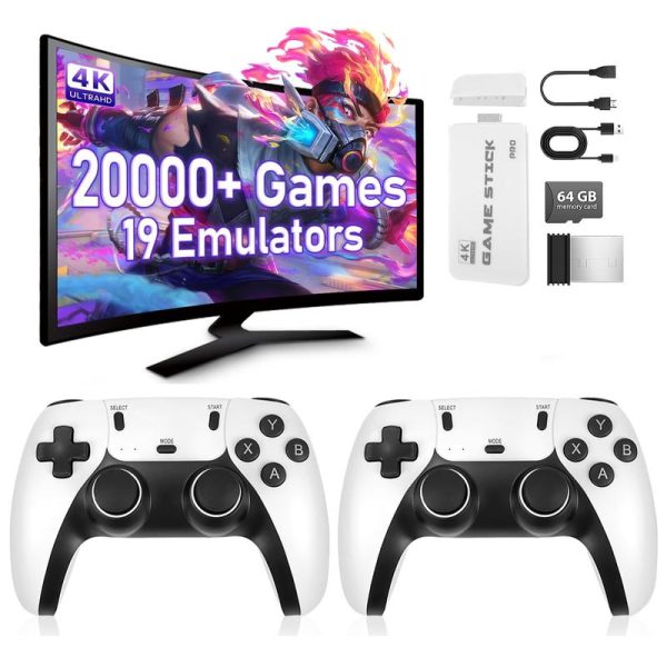 Retro Game Console with 20,000+ Built-In Games – 4K Output, 19 Emulators, 2 Wireless Controllers, 64GB SD Card, Perfect for Kids & Adults