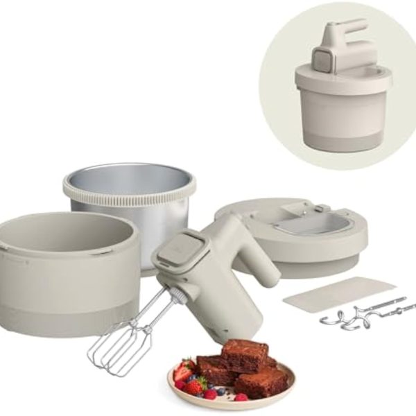 3.5 Qt Hand Blender & Stand Mixer – 2-in-1 Electric Mixer with Bowl, Dough Hook, Whisk & Egg Beater, 200W Multifunctional Kitchen Appliance for Baking